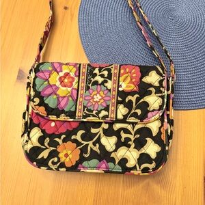 Vera Bradley Black Multi Floral Quilted Crossbody Bag